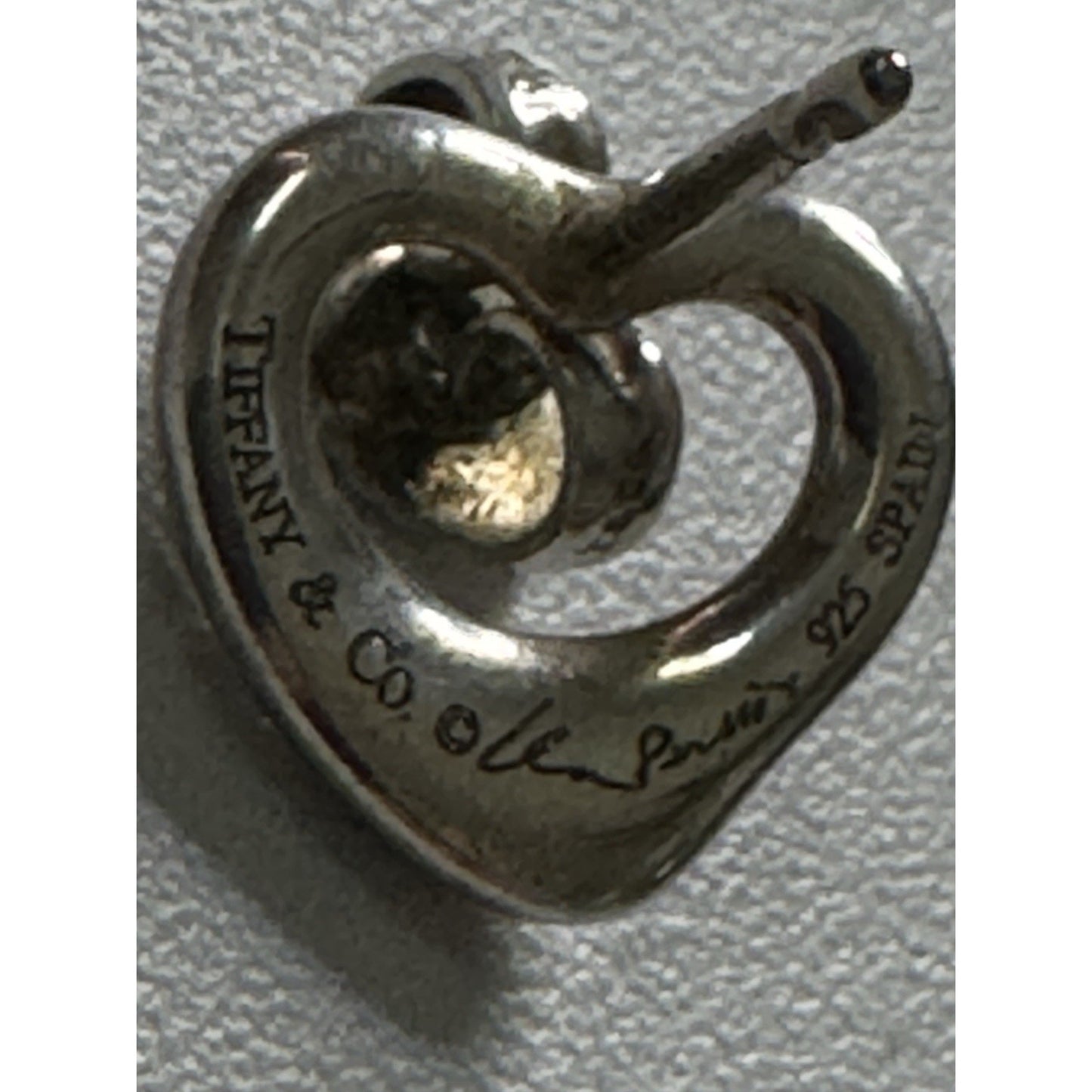 Vintage Tiffany & Co. Elsa Peretti Sterling Silver Open Heart Stud Earrings 925