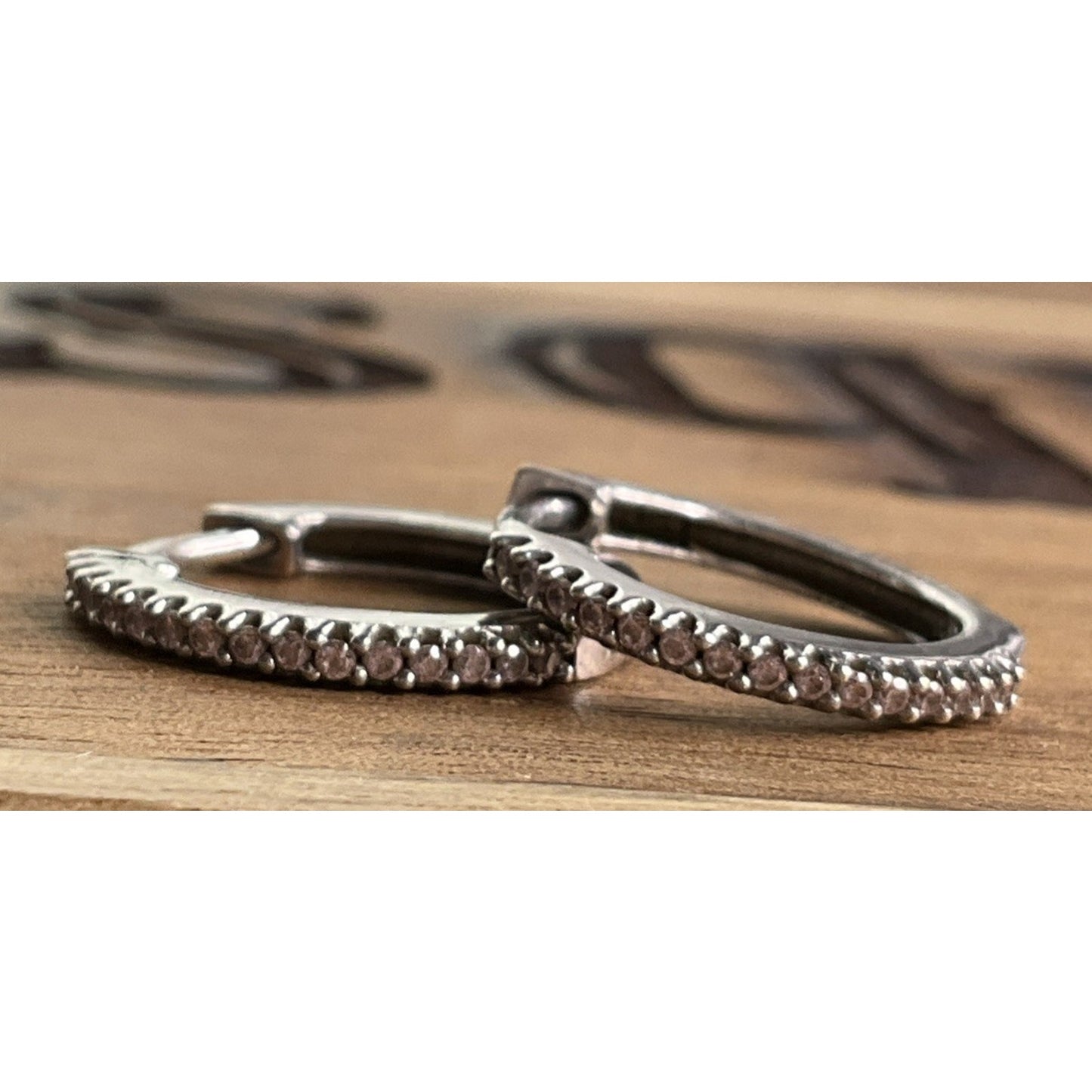 Sterling Silver Pink CZ Huggie Hoop Earrings Dainty 925