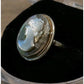 Vintage 800 Silver Cameo Mother Of Pearl Two Tone Twisted Ring Sz 6.75