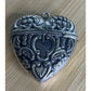 Vintage Victorian Heart Shaped Sterling Silver Repousse Match Safe Pendant 925