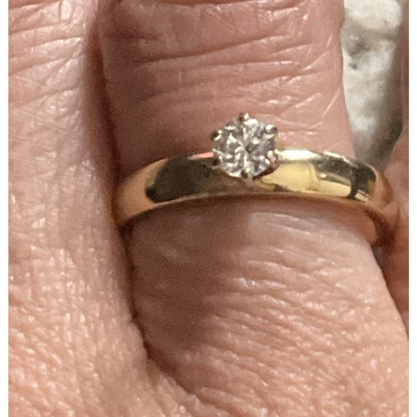 Pre owned James Avery 14k Gold Retired .25 Carat Diamond Solitaire Engagement Ring Sz 7.5