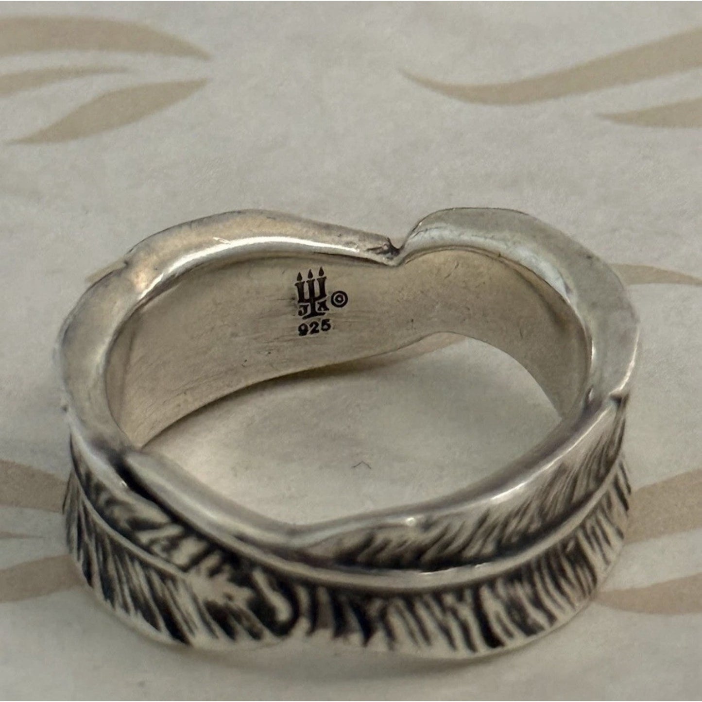 Pre Owned James Avery Retired Sterling Silver Birds of A Feather Ring Size 7.5