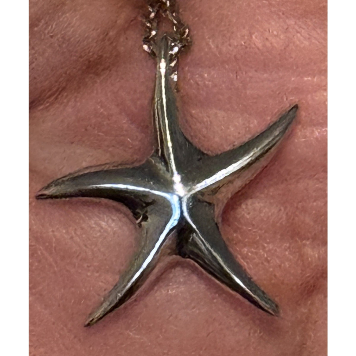 925 Sterling Silver Starfish Necklace 18” Italian Chain Beach Coastal