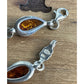 Vintage Sterling Silver 925 Amber Teardrop Link Bracelet 7.5”