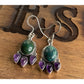 Sterling Silver Chrysocolla Amethyst Purple Dangle Earrings Boho 925