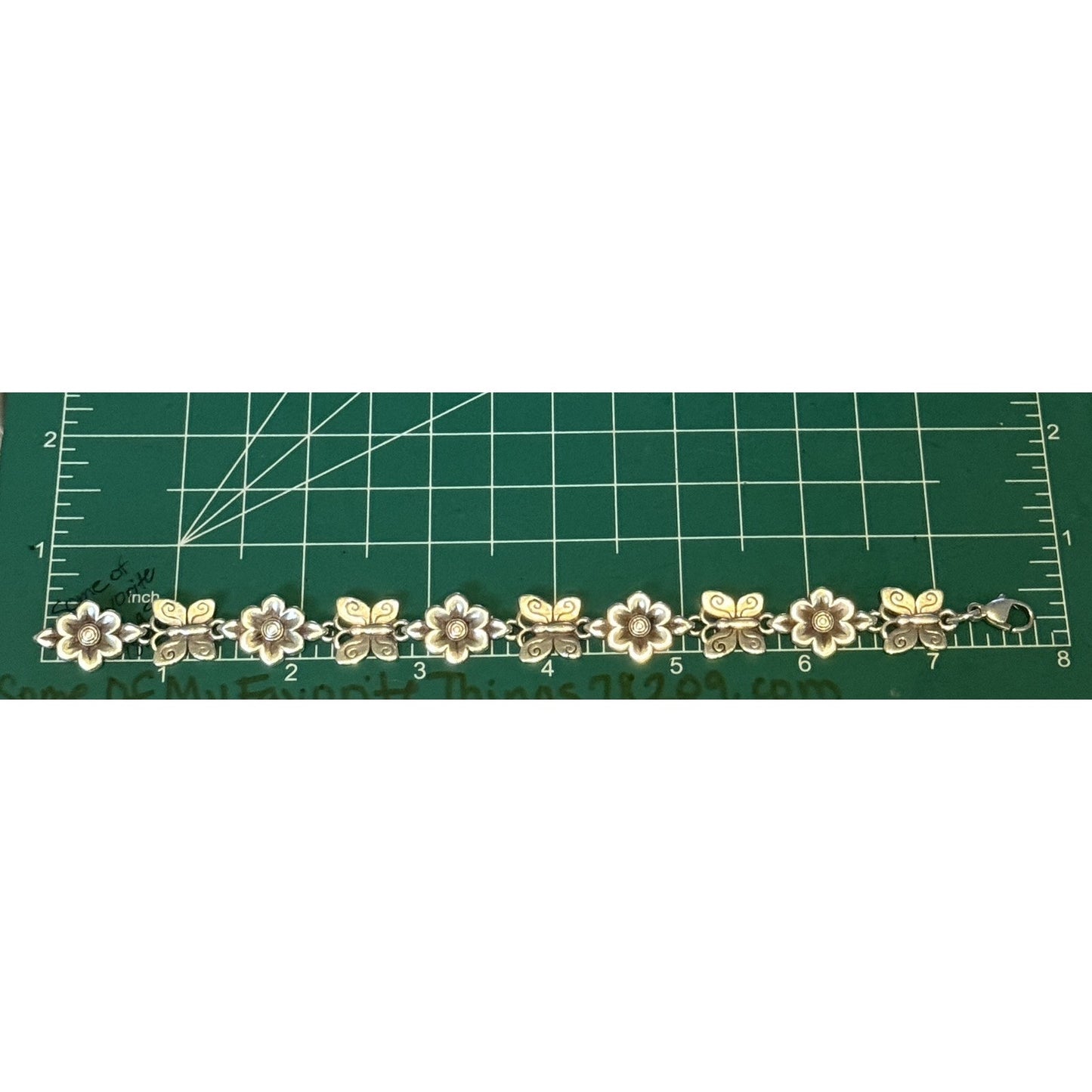 Pre Owned James Avery Retired HTF Silver Butterflies In Bloom Flower Bracelet 7 3/4”