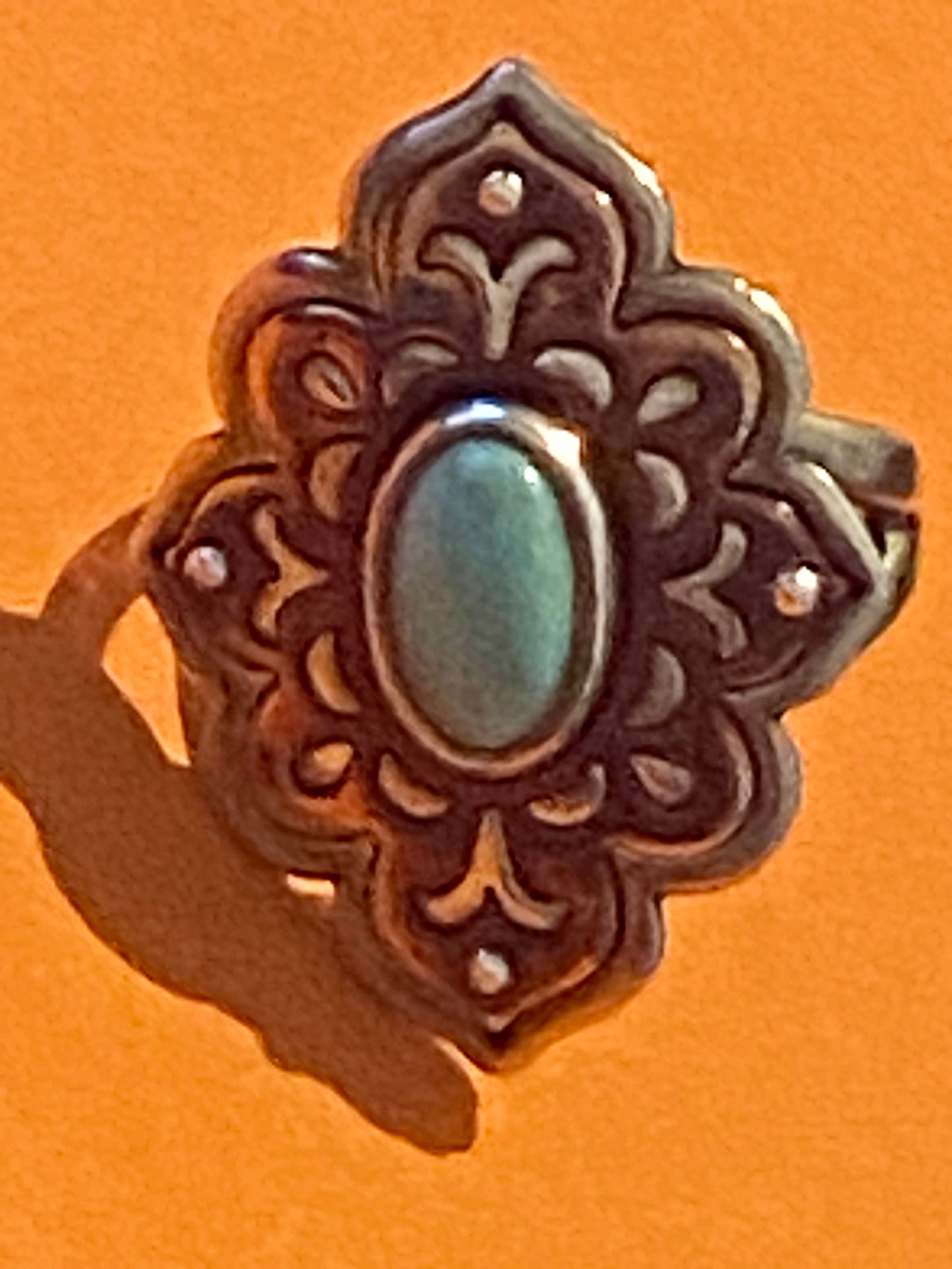 Pre-Owned James Avery Retired & HTF Tanger Silver and Copper Turquoise Ring Size 9.5