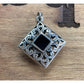 Sterling Silver Black Onyx Filigree Pendant 925 Ornate Square Vintage Style