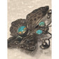 Vintage Sterling Silver Turquoise Butterfly Brooch Southwestern Natural Matrix