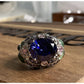 Sterling Silver 925 Blue CZ Cocktail Ring Ornate Enamel Statement Ring Size 6.5