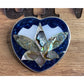 Vintage Alpaca Mexico Abalone Shell Heart Brooch Pin Floral Inlay Mother Pearl