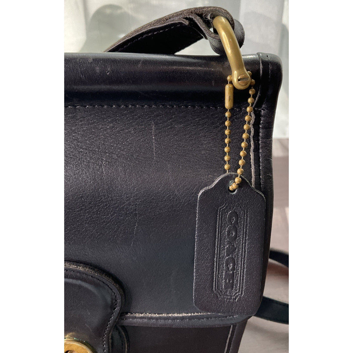 Vintage Coach Black Murphy Leather Crossbody Shoulder Bag Purse Turn Key Lock