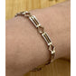 Vintage Italy 925 Sterling Silver And Gold Two Tone Geometric Link Bracelet 7.5”