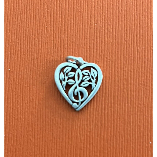 James Avery Retired Sterling Silver Music Note Treble Clef Heart Charm Pre-Owned