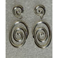 Sterling Silver Spiral Swirl Dangle Post Earrings 925 Modern Abstract 1.5” 9.9gr