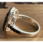 Sterling Silver Black & White CZ Halo Square Cushion Cluster Ring Size 7
