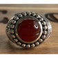 Vintage Doug Paulus DP India Sterling Silver Round Beaded Carnelian Ring Sz 6.5