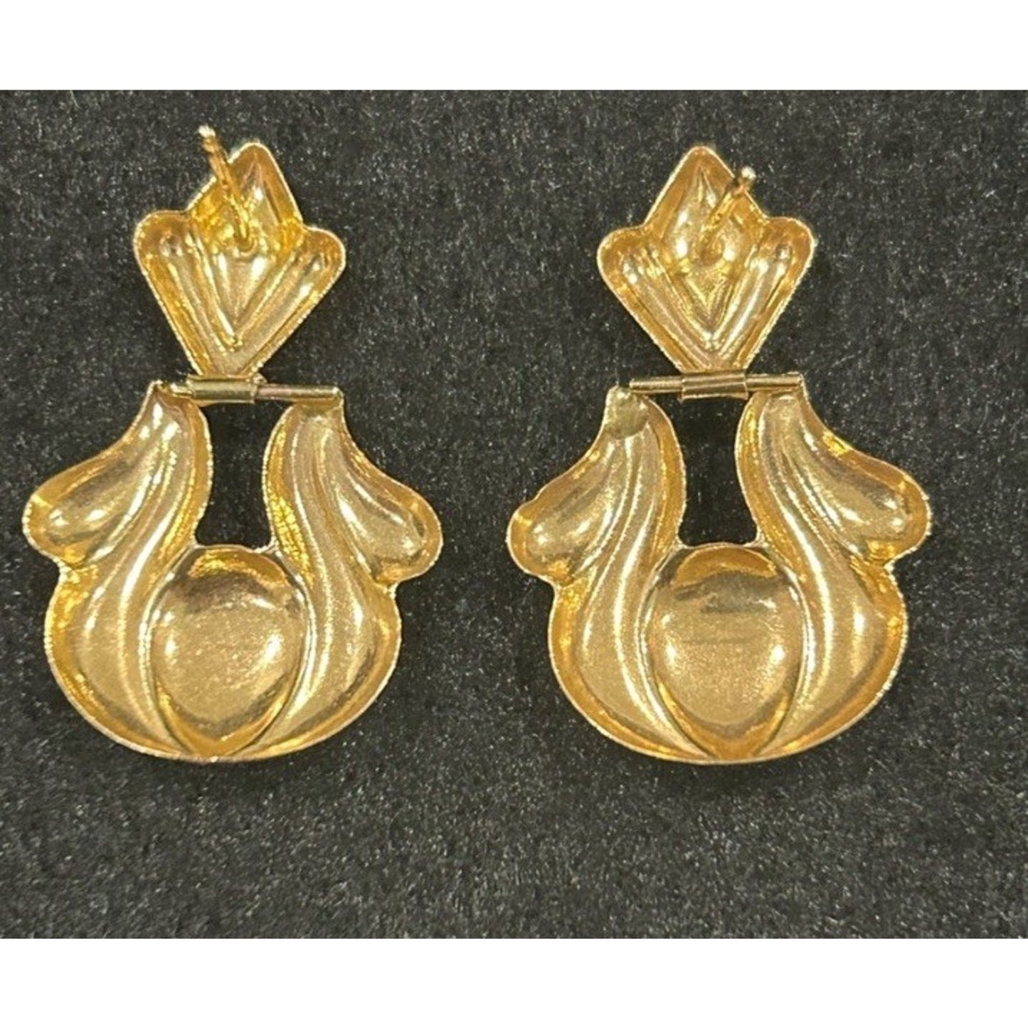 Vintage 14k Gold Door Knocker Post Dangle Drop Earrings