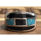 Sterling Silver Turquoise Black Onyx Inlay Ring Size 10 Southwest Band