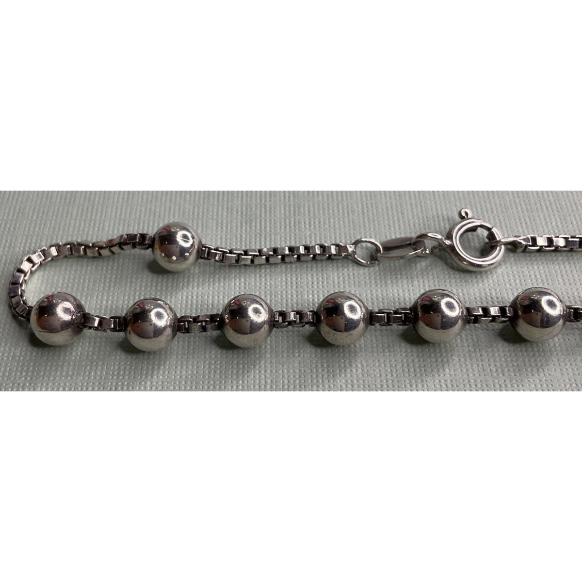 Italy 925 Sterling Silver Beaded Ball Box Chain Bracelet 7.5" 6g