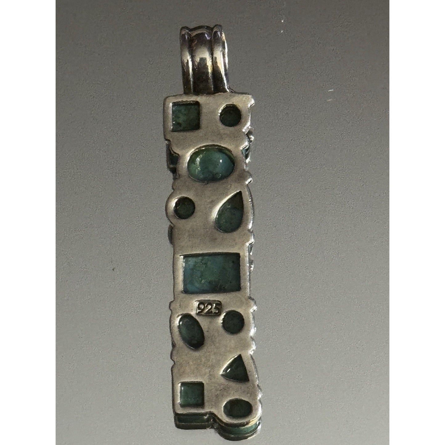 Vintage Sterling Silver Turquoise Multi-Stone Pendant 925 Southwestern Style