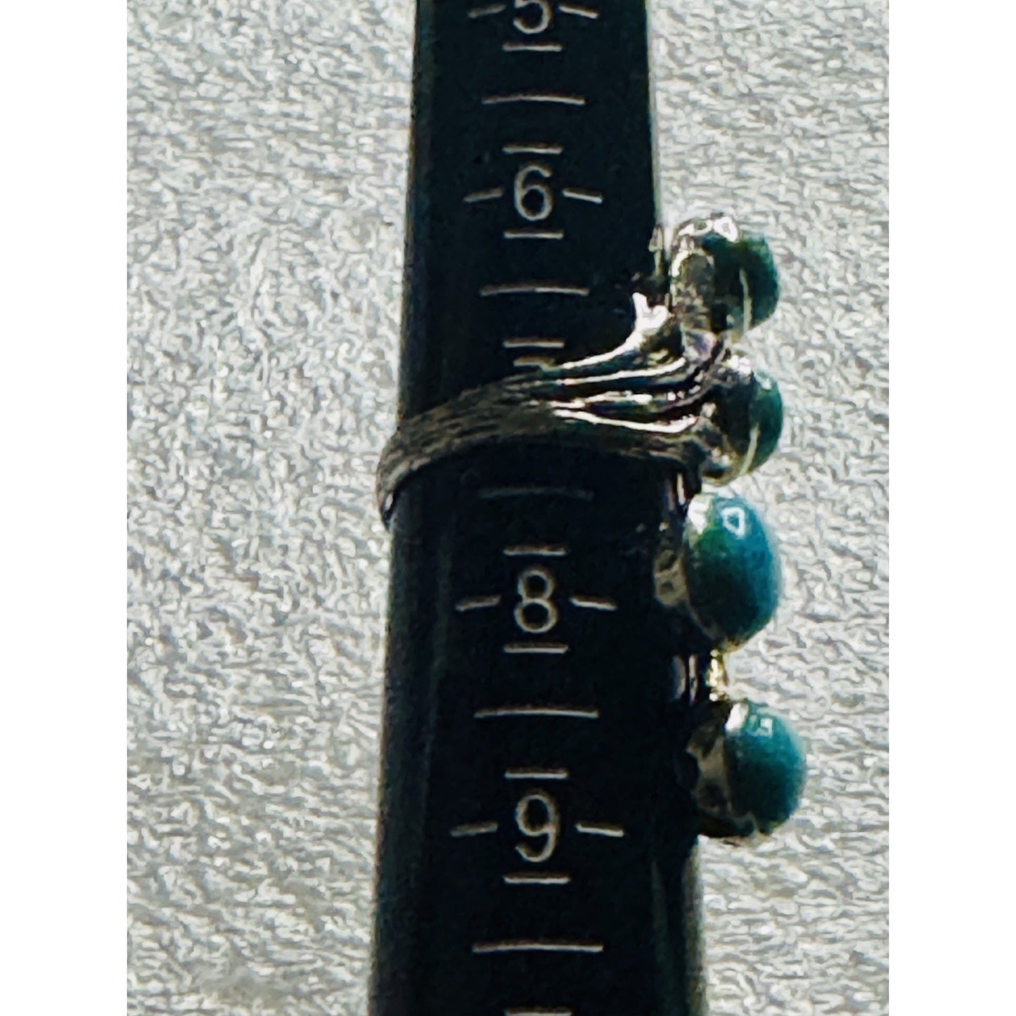 Vintage 925 Sterling Silver Long Turquoise Cabochon Statement Ring Size 7.5