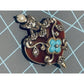 Vintage Barbara Bixby 18K & 925 Sterling Carnelian Turquoise Pearl Heart Pendant