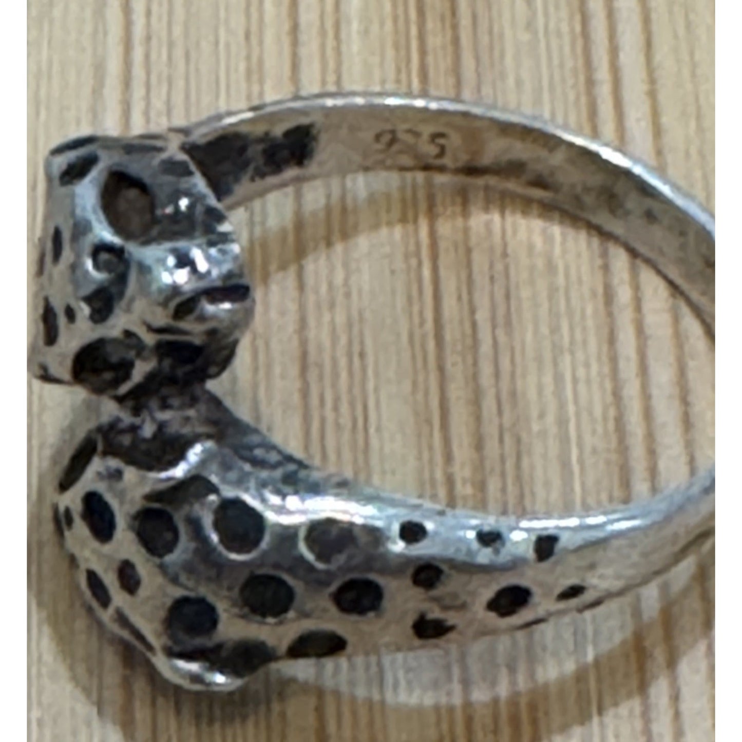 Vintage Jaguar Leopard Panther Cat Wrap Bypass Ring Size 8.5 Signed Vivian