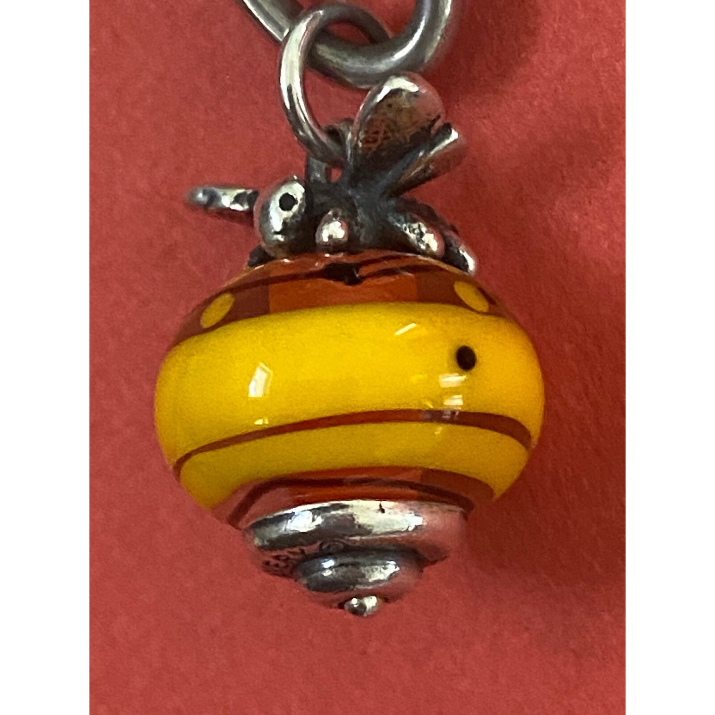 James Avery Retired Silver Finial Original Release Honey Bee Glass Art Bead Pre-Owned