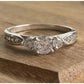 Sterling Silver Three Stone Ring Size 7 Engagement Style Promise Ring 925