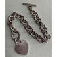 Vintage Sterling Silver Double Link Heart Charm Toggle Bracelet 40g
