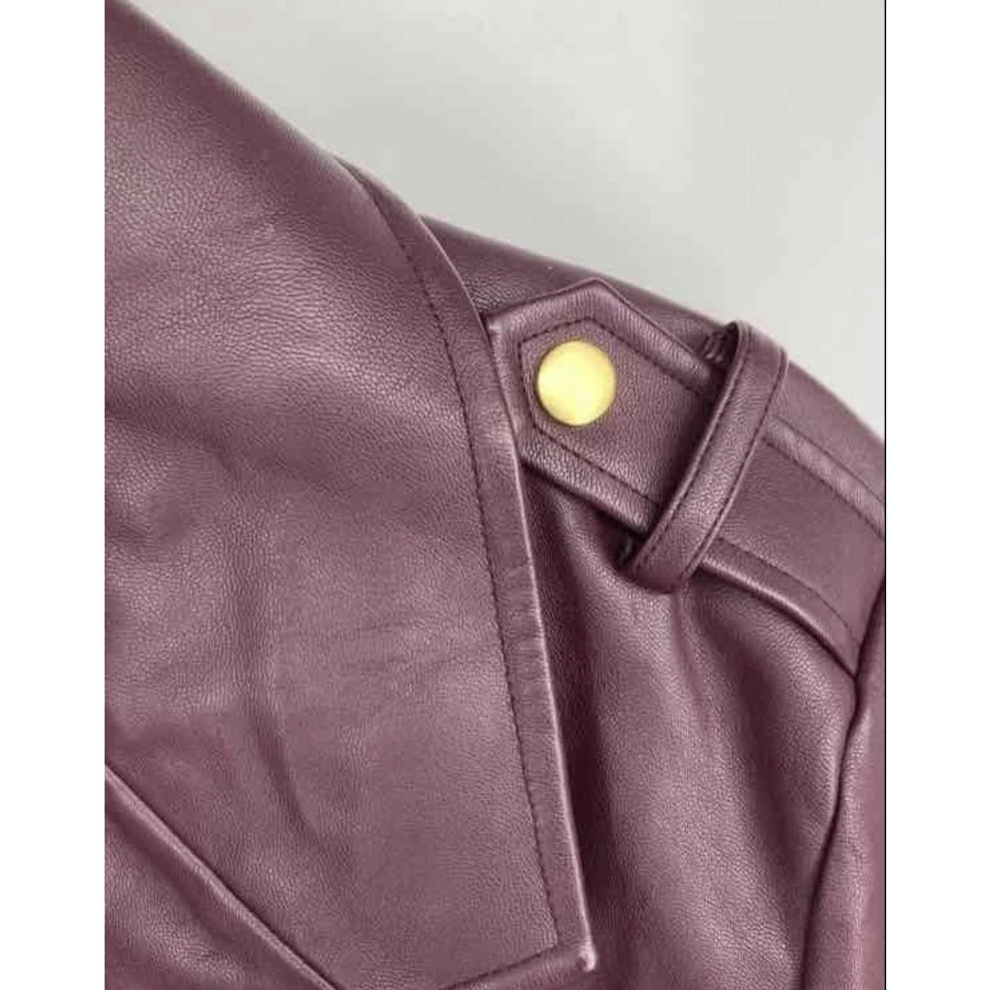 Women’s Michael Kors Burgundy Faux Leather Jacket Motorcycle Jacket Size L