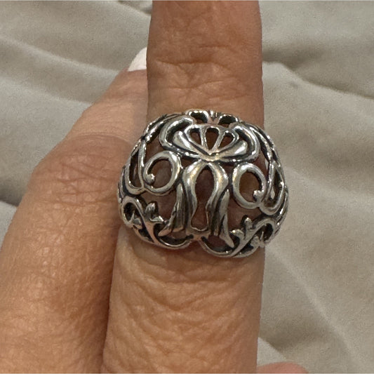 Carolyn Pollack Relios Sterling Silver Scroll Open Work Ring Size 6.5 Pre-Owned