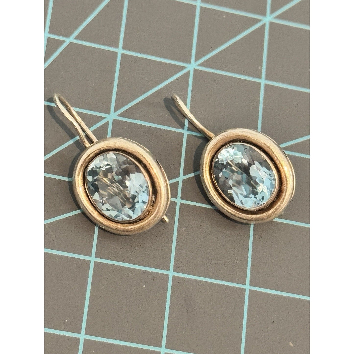Silpada RETIRED Silver 925 Bezel Set Oval Blue Topaz Dangle Earrings W1157