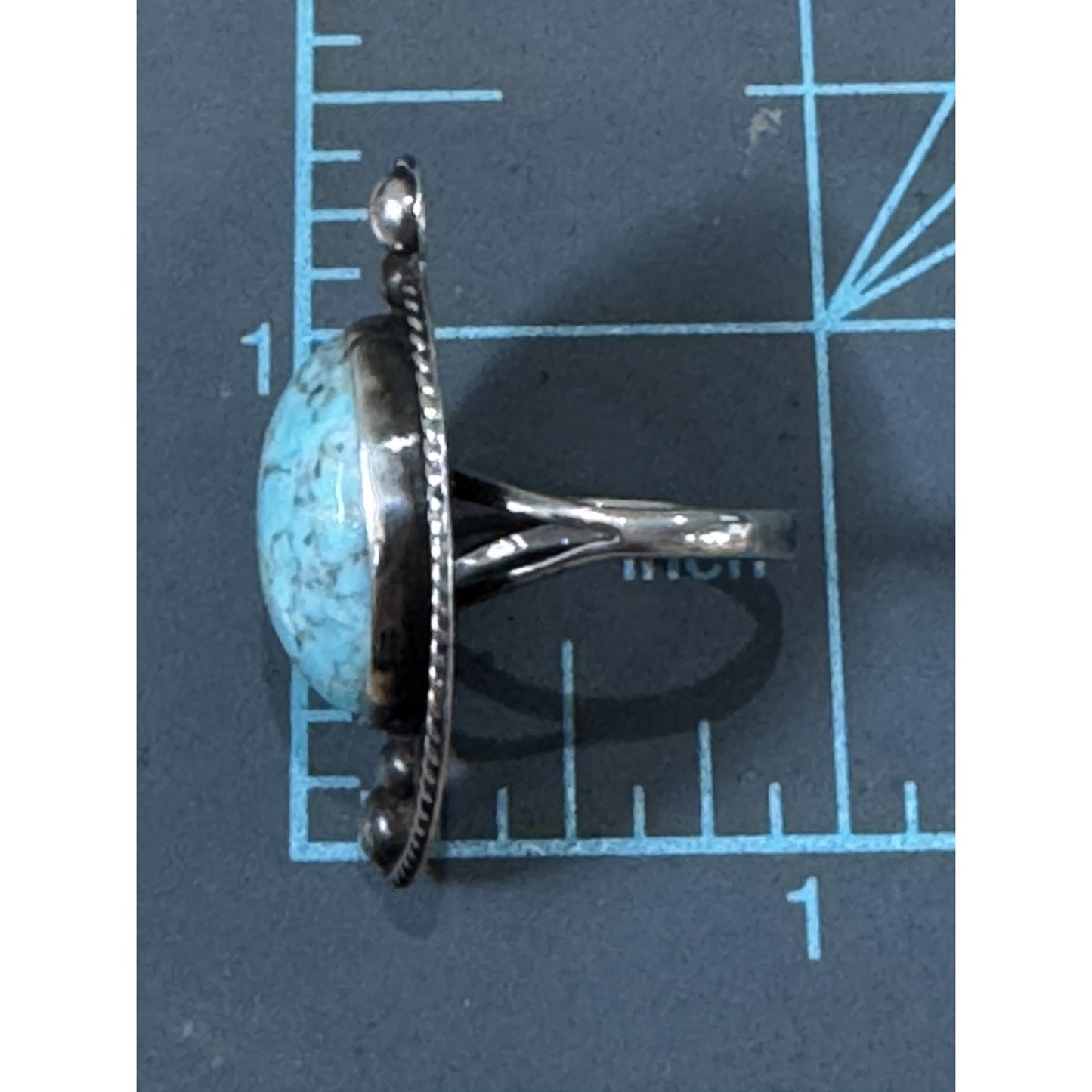 Vintage LMV Luis Martinez Vazquez Turquoise Sterling Silver Taxco Ring Size 6