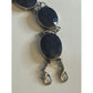 Vintage Sterling Silver Faceted Sodalite Bold Statement Bracelet 7.5 - 44g