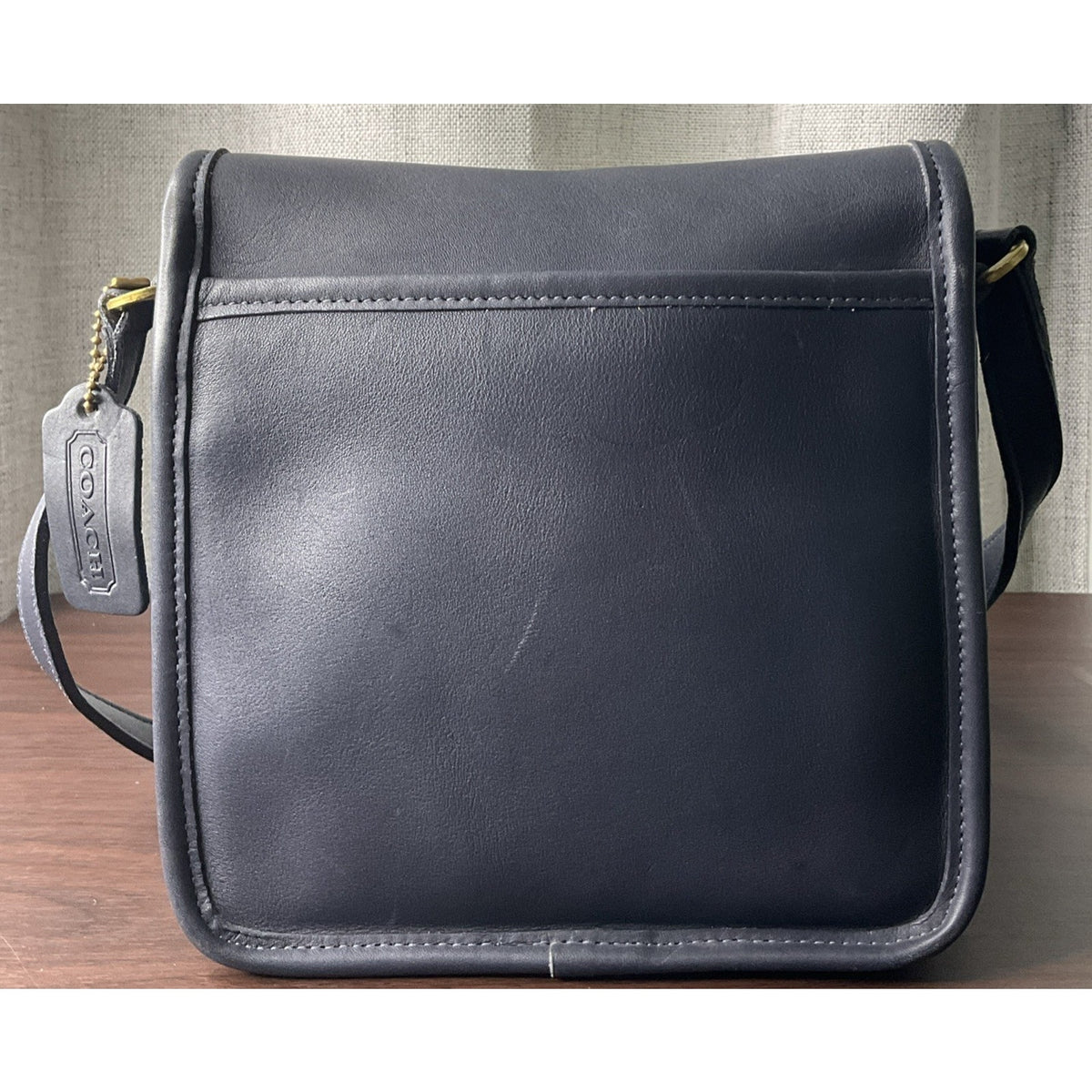 Vintage COACH Navy Blue Leaher Companion Crossbody Shoulder Bag Purse