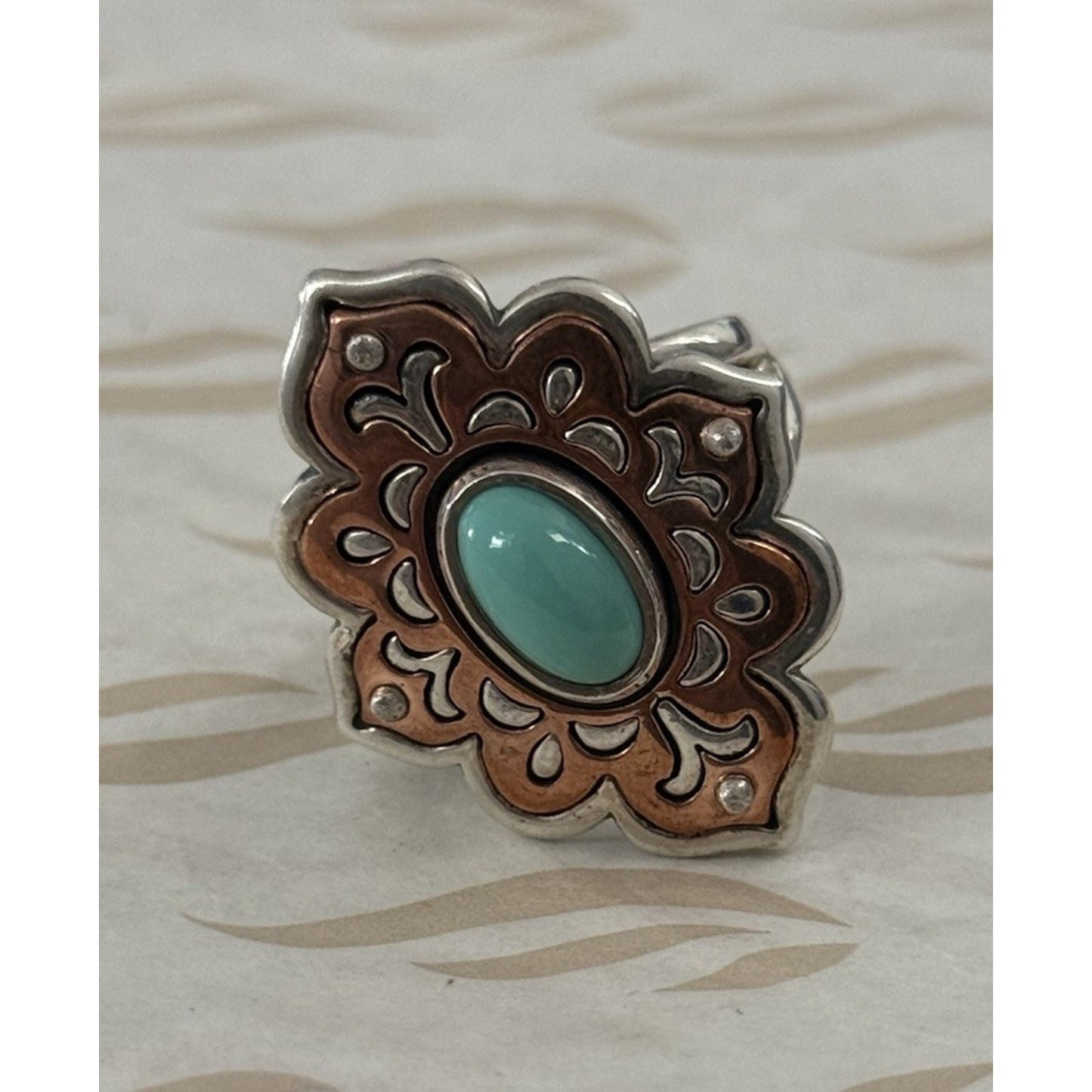 Or owned James Avery Retired Silver Tangier Silver Copper Turquoise Ring Size 9