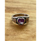James Avery Retired Amethyst Heart 14kt Gold Flower Sterling Silver Ring Size 5