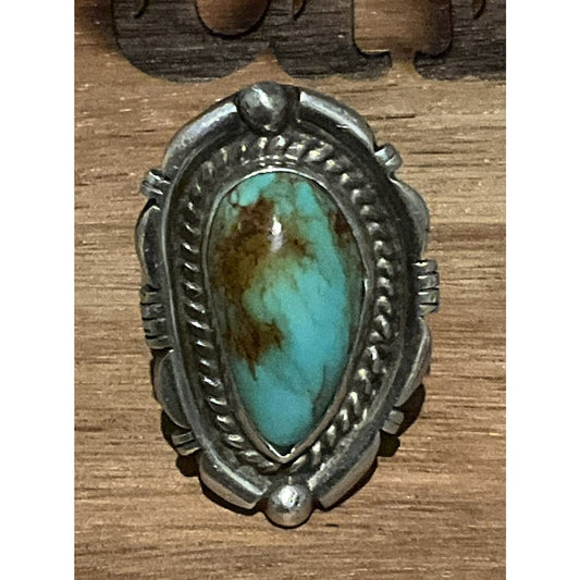 Vintage DC Sterling Silver Kingman Turquoise Ring Southwestern Navajo Sz 9 - 14g