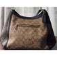 COACH KRISTY Shoulder Bag In Color Block Signature Canvas Khaki And Dark Brown