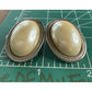 Vintage Faux Pearl Clip-On Earrings Silver Tone Large Oval Statement Earrings