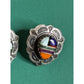 Vintage Native American Style Sterling Silver Zuni Inlay 5/8” Earrings O.T.
