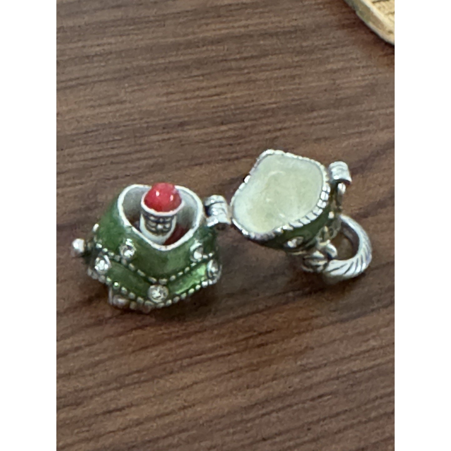 Brand New Brighton Enameled Merry Christmas Tree Opens Up Santa Charm Or Pendant