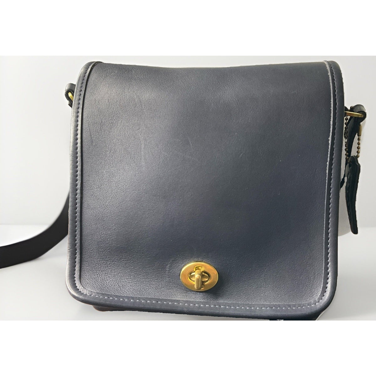 Vintage COACH Navy Blue Leaher Companion Crossbody Shoulder Bag Purse