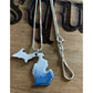 Vintage Sterling Silver 925 Michigan State Charm On 925 Necklace 3.9 gr