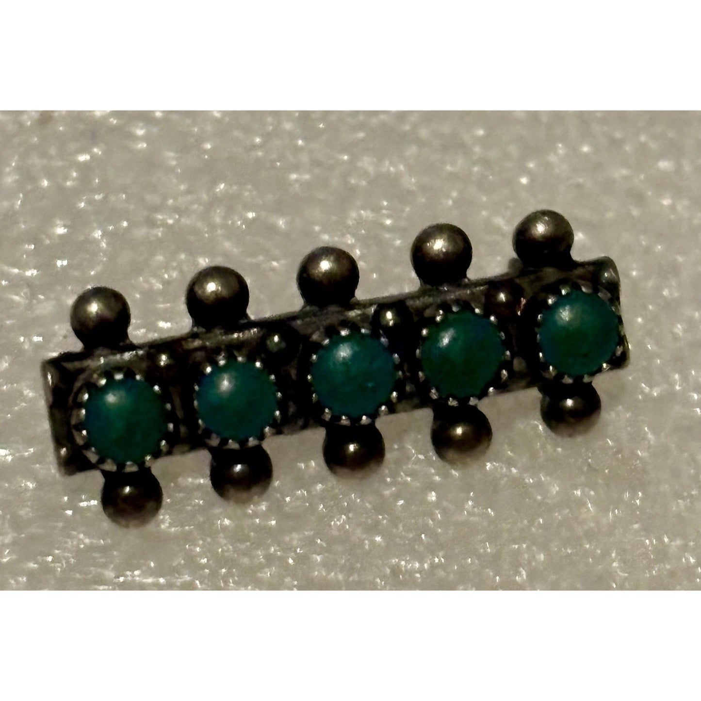 Vintage Navajo Style Sterling Silver Turquoise Bar Brooch Pin 5 Stone 3/4”