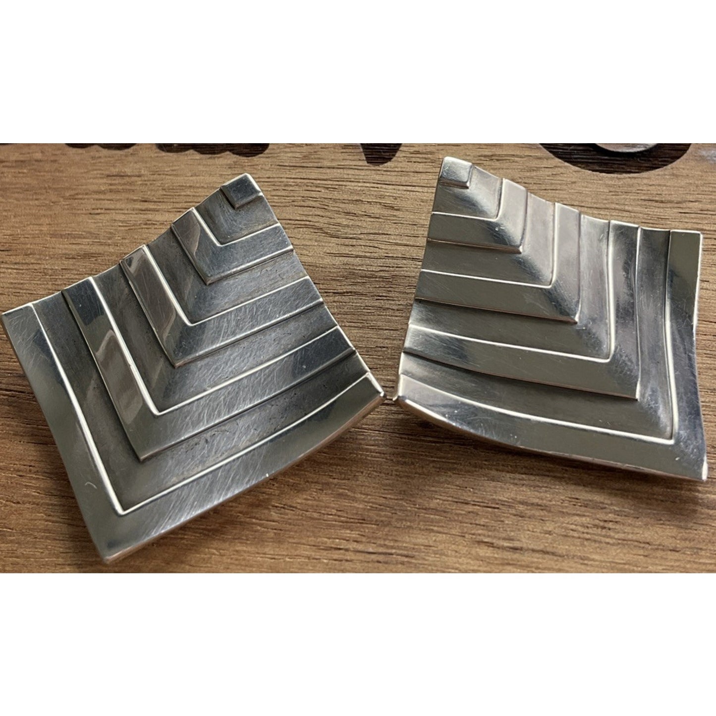 Retired James Avery Vintage Chevron Sterling Silver 90s Geometric Earrings 21g
