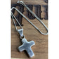 Vintage Sterling Silver Puffy Cross Pendant Necklace Rounded Cross