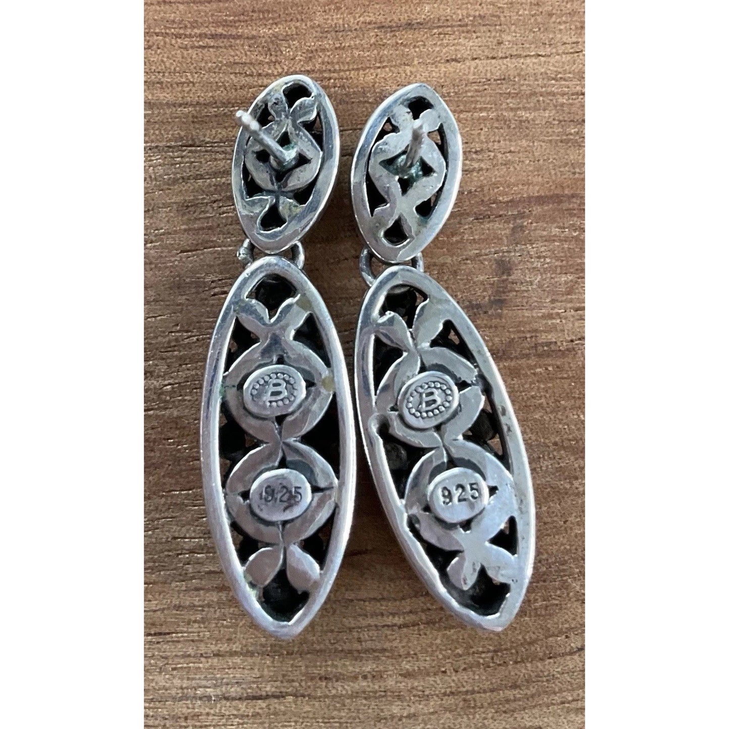 Sterling Silver Bali Style Floral Dangle Earrings 925 Boho Drop 7gr
